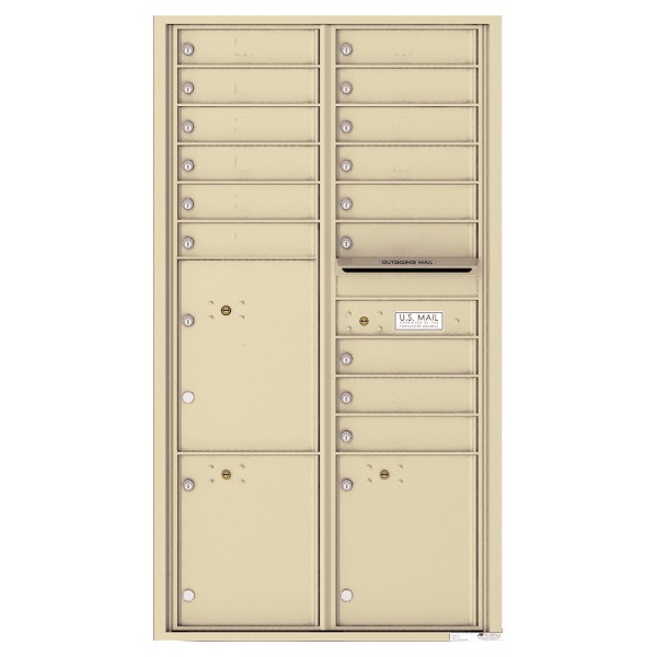 15 Tenant Doors with 3 Parcel Lockers and Outgoing Mail Compartment - 4C Wall Mount Max Height Mailboxes - 4C16D-15 15 Tenant Doors with 3 Parcel Lockers and Outgoing Mail Compartment - 4C Wall Mount Max Height Mailboxes - 4C16D-15