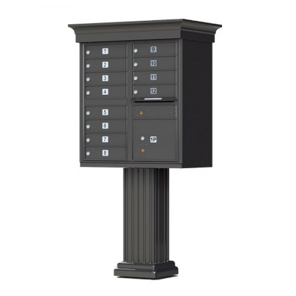 12 Tenant Door Classic Decorative CBU Mailbox (Pedestal Included) - Type 2 - 1570-12AF-DC 12 Tenant Door Classic Decorative CBU Mailbox (Pedestal Included) - Type 2 - 1570-12AF-DC