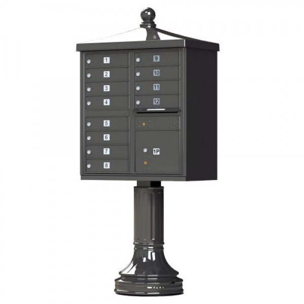 12 Tenant Door Traditional Decorative Style Mailbox (Pedestal Included) - Type 2 - 1570-12AF-DT 12 Tenant Door Traditional Decorative Style Mailbox (Pedestal Included) - Type 2 - 1570-12AF-DT