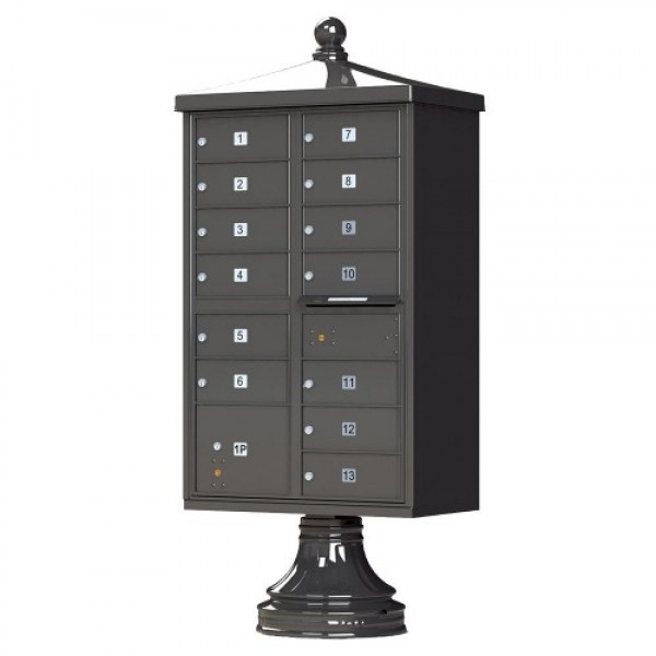 13 Tenant Door Traditional Decorative Style Mailbox (Pedestal Included) - Type 4 - 1570-13AF-DT 13 Tenant Door Traditional Decorative Style Mailbox (Pedestal Included) - Type 4 - 1570-13AF-DT