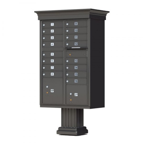 16 Tenant Door Classic Decorative CBU Mailbox (Pedestal Included) - Type 3 - 1570-16AF-DC 16 Tenant Door Classic Decorative CBU Mailbox (Pedestal Included) - Type 3 - 1570-16AF-DC