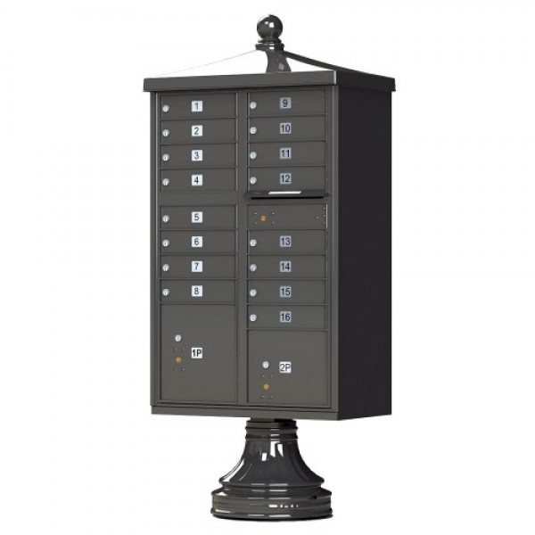 16 Tenant Door Traditional Decorative Style Mailbox (Pedestal Included) - Type 3 - 1570-16AF-DT 16 Tenant Door Traditional Decorative Style Mailbox (Pedestal Included) - Type 3 - 1570-16AF-DT