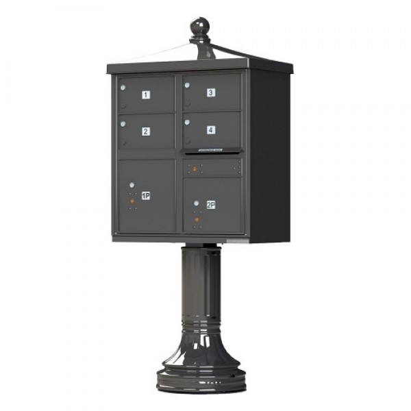 4 Large Tenant Door Traditional Decorative Style Mailbox (Pedestal Included) - Type 5 - 1570-4T5AF-DT 4 Large Tenant Door Traditional Decorative Style Mailbox (Pedestal Included) - Type 5 - 1570-4T5AF-DT