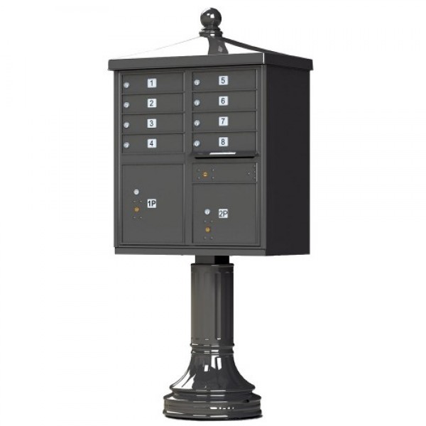 8 Tenant Door Traditional Decorative Style Mailbox (Pedestal Included) - Type 1 - 1570-8AF-DT 8 Tenant Door Traditional Decorative Style Mailbox (Pedestal Included) - Type 1 - 1570-8AF-DT