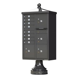 8 Tenant Door Traditional Decorative Style Mailbox (Pedestal Included) - Type 6 - 1570-8T6AF-DT