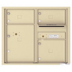 3 Oversized Tenant Doors with 1 Parcel Locker and Outgoing Mail Compartment - 4C Wall Mount 7-High Mailboxes - 4C07D-03