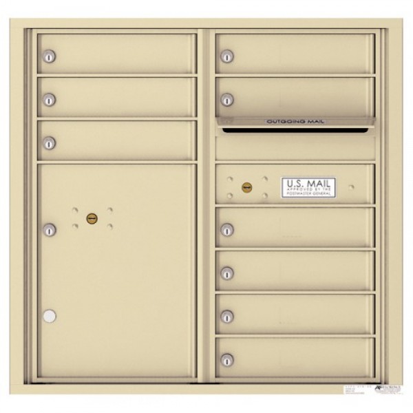 9 Tenant Doors with 1 Parcel Locker and Outgoing Mail Compartment - 4C Wall Mount 8-High Mailboxes - 4C08D-09 9 Tenant Doors with 1 Parcel Locker and Outgoing Mail Compartment - 4C Wall Mount 8-High Mailboxes - 4C08D-09