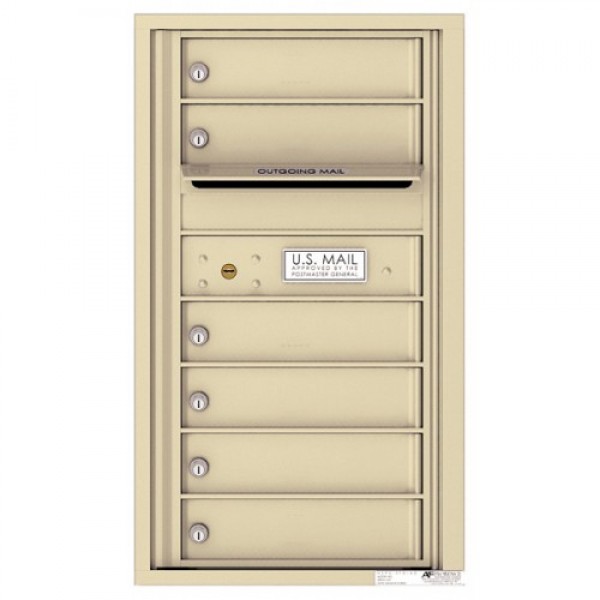 6 Tenant Doors with Outgoing Mail Compartment - 4C Wall Mount 8-High Mailboxes - 4C08S-06