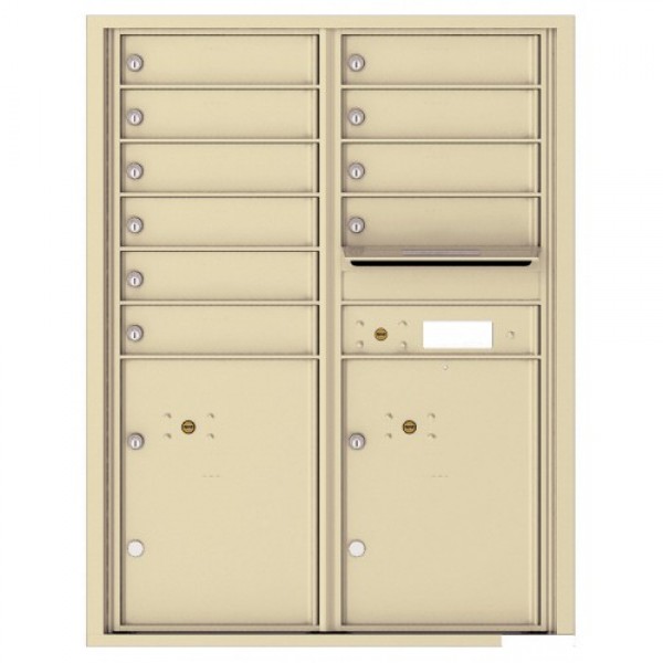 10 Tenant Doors with 2 Parcel Lockers and Outgoing Mail Compartment - 4C Wall Mount 11-High Mailboxes - 4C11D-10 10 Tenant Doors with 2 Parcel Lockers and Outgoing Mail Compartment - 4C Wall Mount 11-High Mailboxes - 4C11D-10