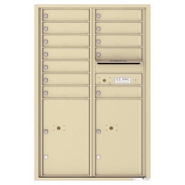 12 Tenant Doors with 2 Parcel Lockers and Outgoing Mail Compartment - 4C Wall Mount 13-High Mailboxes - 4C13D-12 12 Tenant Doors with 2 Parcel Lockers and Outgoing Mail Compartment - 4C Wall Mount 13-High Mailboxes - 4C13D-12
