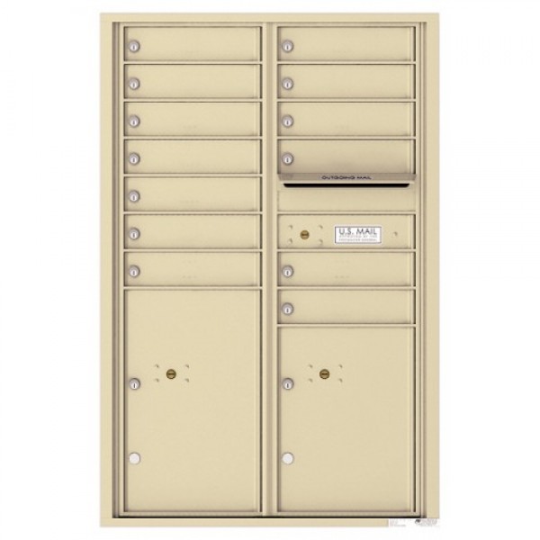 13 Tenant Doors with 2 Parcel Lockers and Outgoing Mail Compartment - 4C Wall Mount 13-High Mailboxes - 4C13D-13 13 Tenant Doors with 2 Parcel Lockers and Outgoing Mail Compartment - 4C Wall Mount 13-High Mailboxes - 4C13D-13