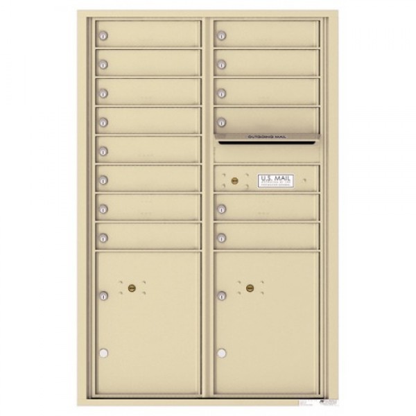 14 Tenant Doors with 2 Parcel Lockers and Outgoing Mail Compartment - 4C Wall Mount 13-High Mailboxes - 4C13D-14 14 Tenant Doors with 2 Parcel Lockers and Outgoing Mail Compartment - 4C Wall Mount 13-High Mailboxes - 4C13D-14