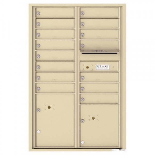 15 Tenant Doors with 2 Parcel Lockers and Outgoing Mail Compartment - 4C Wall Mount 13-High Mailboxes - 4C13D-15 15 Tenant Doors with 2 Parcel Lockers and Outgoing Mail Compartment - 4C Wall Mount 13-High Mailboxes - 4C13D-15