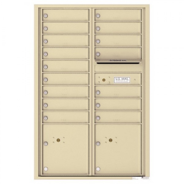 16 Tenant Doors with 2 Parcel Lockers and Outgoing Mail Compartment - 4C Wall Mount 13-High Mailboxes - 4C13D-16 16 Tenant Doors with 2 Parcel Lockers and Outgoing Mail Compartment - 4C Wall Mount 13-High Mailboxes - 4C13D-16