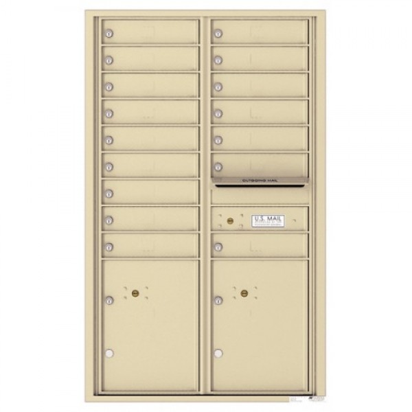 16 Tenant Doors with 2 Parcel Lockers and Outgoing Mail Compartment - 4C Wall Mount 14-High Mailboxes - 4C14D-16 16 Tenant Doors with 2 Parcel Lockers and Outgoing Mail Compartment - 4C Wall Mount 14-High Mailboxes - 4C14D-16