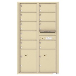 9 Oversized Tenant Doors with 2 Parcel Lockers and Outgoing Mail Compartment - 4C Wall Mount 15-High Mailboxes - 4C15D-09