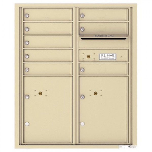 8 Tenant Doors with 2 Parcel Lockers and Outgoing Mail Compartment - 4C Wall Mount ADA Max Height Mailboxes - 4CADD-08 8 Tenant Doors with 2 Parcel Lockers and Outgoing Mail Compartment - 4C Wall Mount ADA Max Height Mailboxes - 4CADD-08