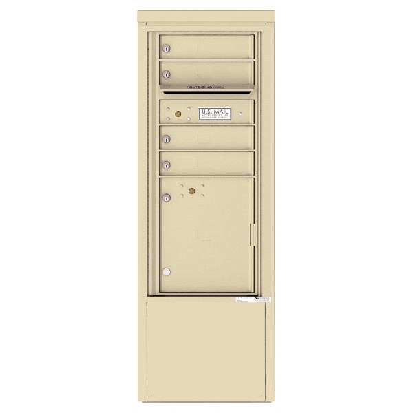 4 Tenant Doors with 1 Parcel Locker and Outgoing Mail Compartment - 4C Depot Mailbox Module - 4CADS-04-D